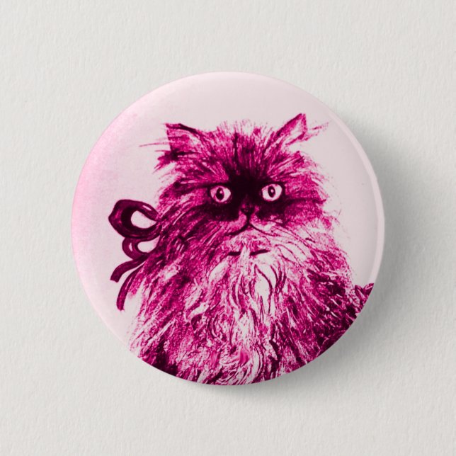 Badge Rond 5 Cm CUISINE AVEC ROSES, Rose Fuchsia Blanc (Devant)