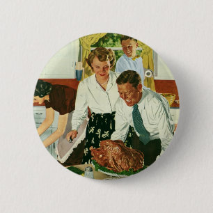 Badge Rond 5 Cm Cuisine familiale vintage pour le dîner de Thanksg