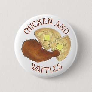 Badge Rond 5 Cm Cuisine soule classique Poulet frit et gaufres Din