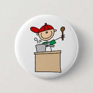 Badge Rond 5 Cm Cuisinier Bâtonnet Masculin