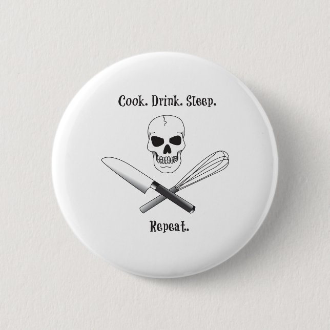Badge Rond 5 Cm Cuisinier du crâne, dire : (Devant)