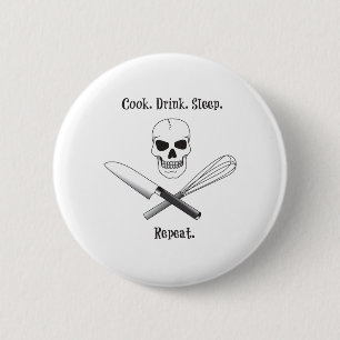 Badge Rond 5 Cm Cuisinier du crâne qui dit