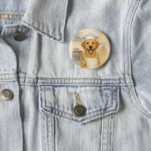 Badge Rond 5 Cm Cuisinier Retriever du Labrador Cuisine Maison Drô
