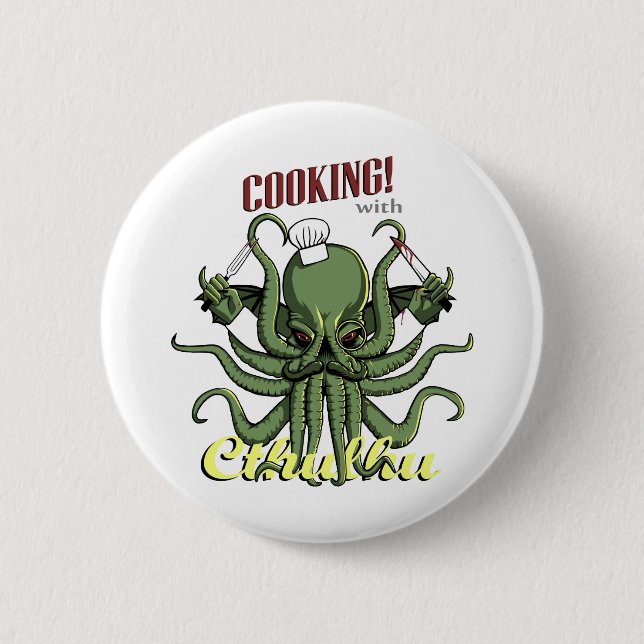 Badge Rond 5 Cm Cuisson avec Cthulhu (Devant)
