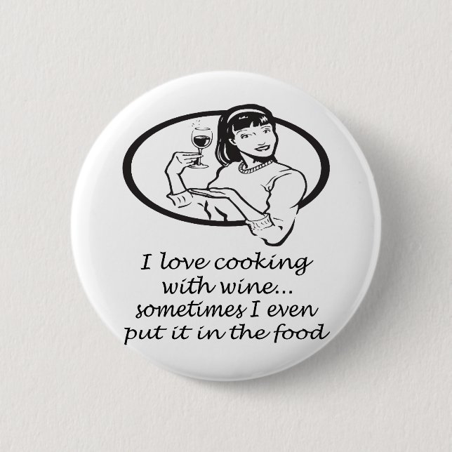 Badge Rond 5 Cm Cuisson avec du vin (Devant)