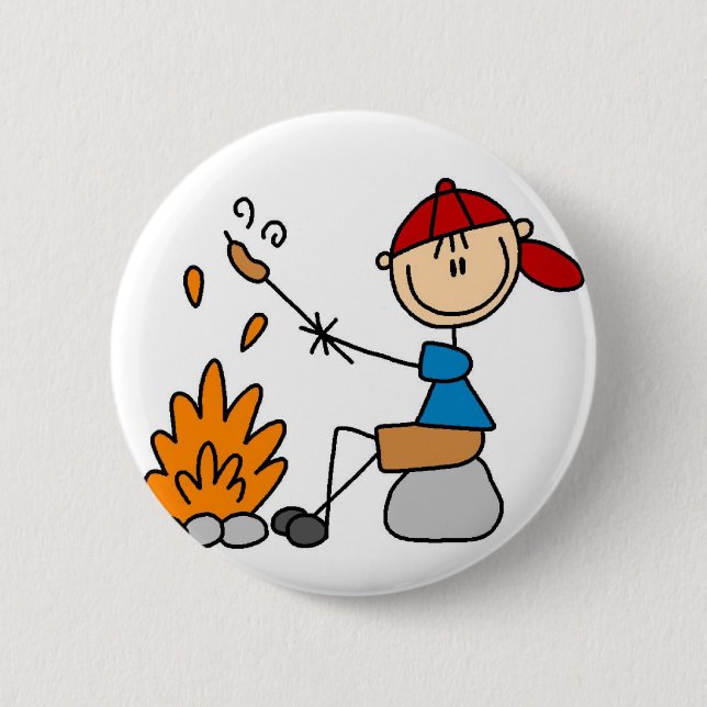 Badge Rond 5 Cm Cuisson du bouton campant de hot-dogs (Devant)