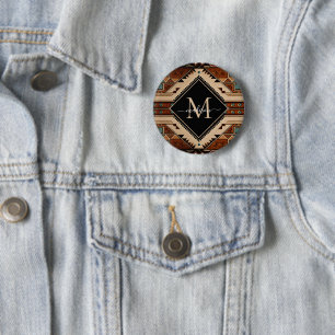 Badge Rond 5 Cm Culture amérindienne de style bohème monogrammé