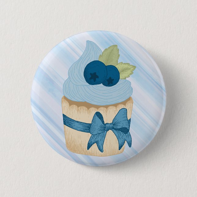 Badge Rond 5 Cm Cupcake aux bleuets mignonnes fête d'anniversaire (Devant)