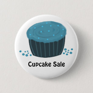 Badge Rond 5 Cm Cupcake bleu givré - Vente Cupcake
