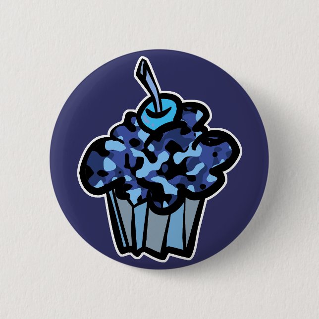Badge Rond 5 Cm cupcake de camouflage bleu ciel (Devant)