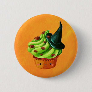 Badge Rond 5 Cm Cupcake d'Halloween rempli de minuscules araignée