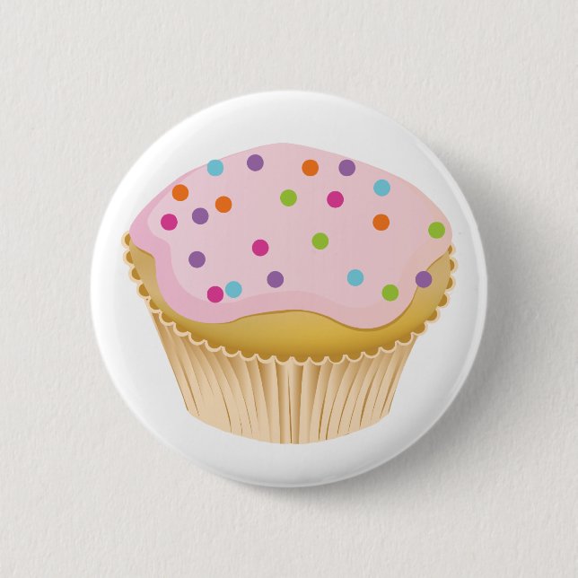 Badge Rond 5 Cm Cupcake rose (Devant)