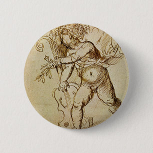 Badge Rond 5 Cm Cupid with a Violin by Domenico Campagnola