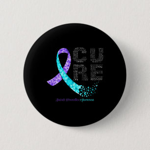 Badge Rond 5 Cm Cure Blue Purple Ribbon Prévention du suicide