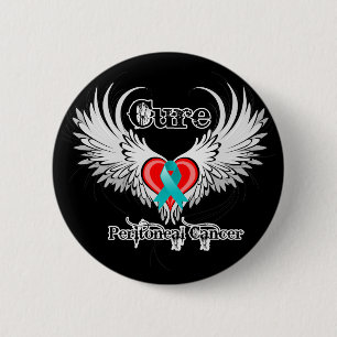 Badge Rond 5 Cm Cure Cancer péritonéal Coeur Tatouage ailes