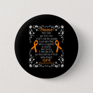 BADGE ROND 5 CM CURE LEUKEMIA SOUTIENS LEUKEMIA SENSIBILISATION À 