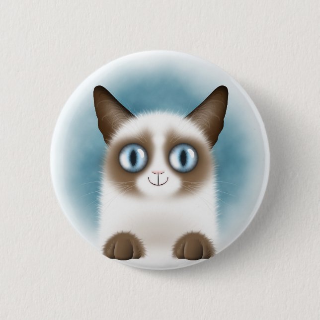 Badge Rond 5 Cm Curieux Siamese Kitten (Devant)