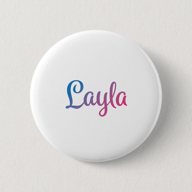Badge Rond 5 Cm Cursive élégant de Layla (Devant)