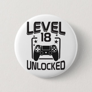 Badge Rond 5 Cm Custom Age Level 18 Unlocked Birthday Gamer 