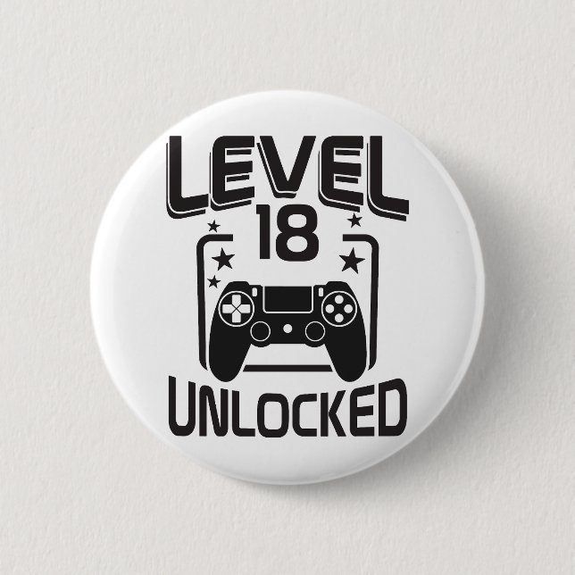 Badge Rond 5 Cm Custom Age Level 18 Unlocked Birthday Gamer  (Devant)
