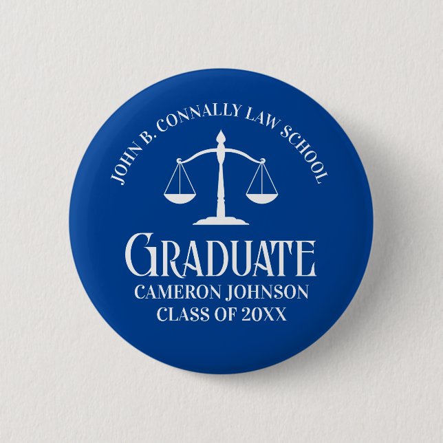 Badge Rond 5 Cm Custom Blue Law School Graduation Keepsaké (Devant)