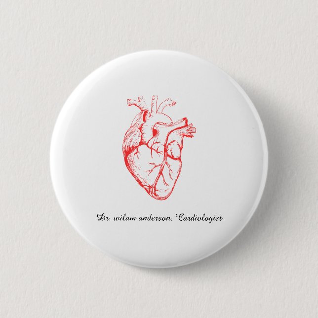 Badge Rond 5 Cm Custom Cardiologist Heart Anatomy Art (Devant)