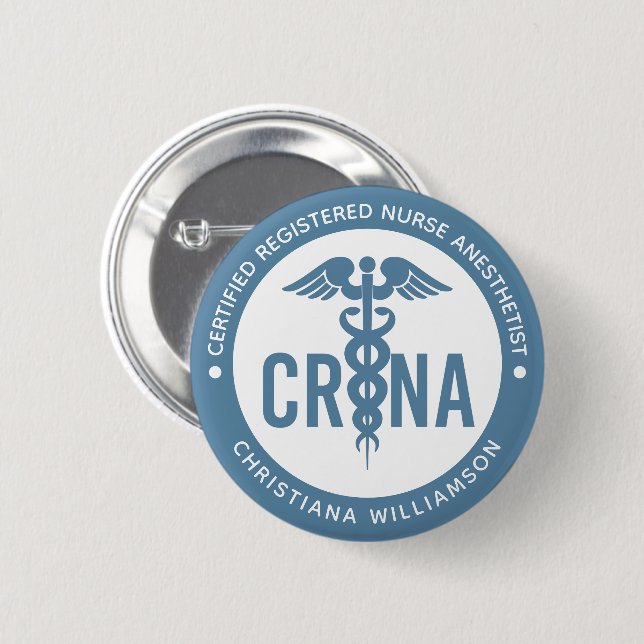 Badge Rond 5 Cm Custom CRNA Certified Registered Nurse Anesthetist (Devant & derrière)