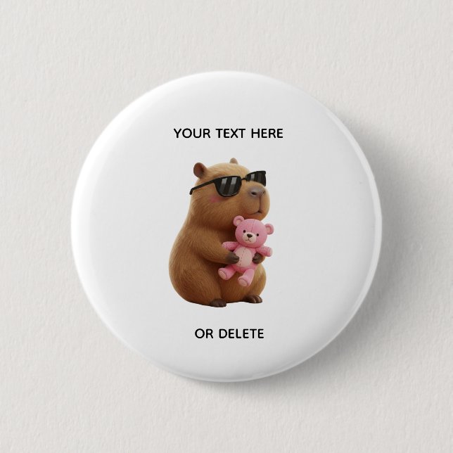 Badge Rond 5 Cm Custom Cute Capybara Teddy Pin (Devant)