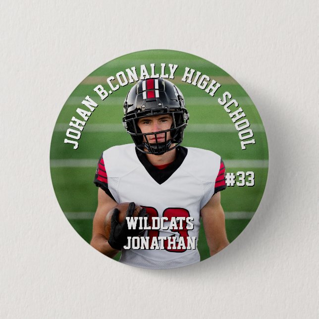 Badge Rond 5 Cm Custom Football Button High School Team Number (Devant)