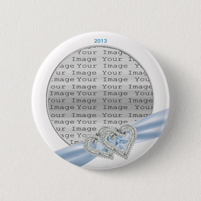 Badge Rond 5 Cm Custom Hearts Ice Blue Ribbon Button (Devant)
