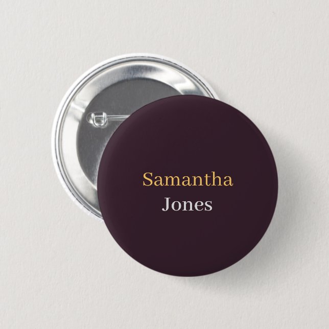 Badge Rond 5 Cm Custom name minimalist modern burgundy (Devant & derrière)