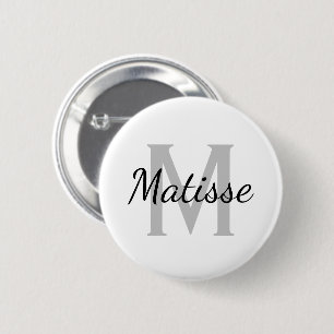 Badge Rond 5 Cm Custom name monogram elegant white standard size