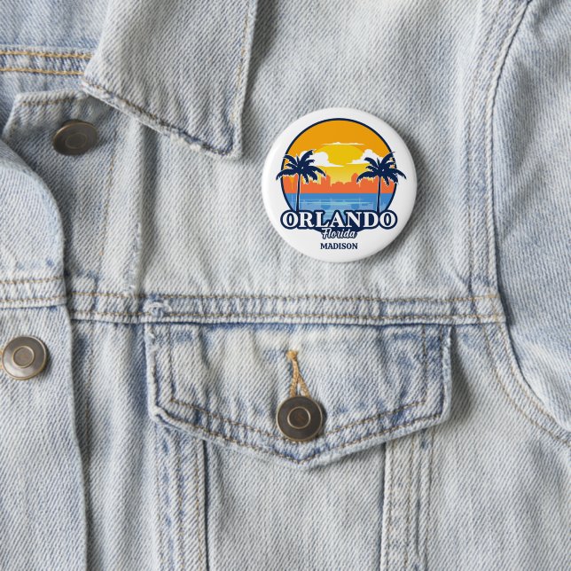 Badge Rond 5 Cm Custom Name Orlando Florida (En situation)