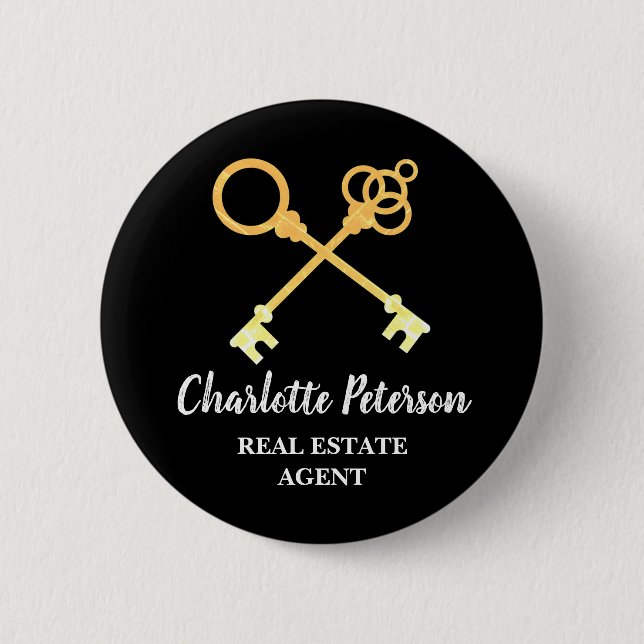 Badge Rond 5 Cm Custom Name Tag Real Estate Agent Promotional  (Devant)