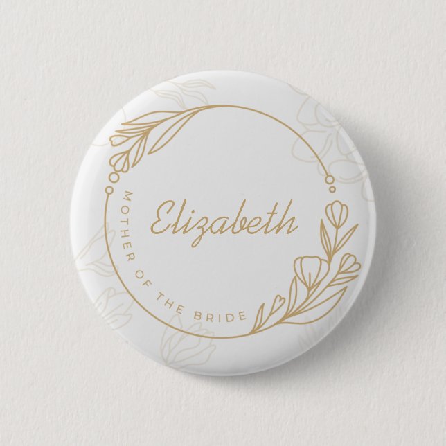Badge Rond 5 Cm Custom Simple Floral Mère de la mariée (Devant)