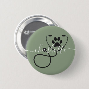 Badge Rond 5 Cm Custom Veterinarian Veterinary Tech Vet Assistant