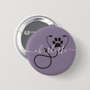 Badge Rond 5 Cm Custom Veterinarian Veterinary Tech Vet Assistant