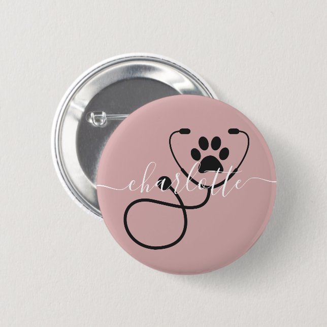 Badge Rond 5 Cm Custom Veterinarian Veterinary Tech Vet Assistant (Devant & derrière)
