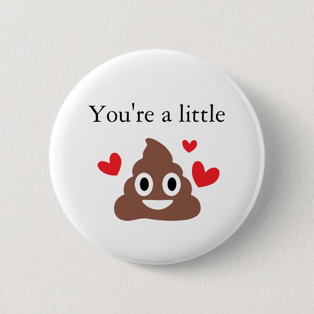 Badge Rond 5 Cm Customizable Valentines Poo Emoji (Devant)