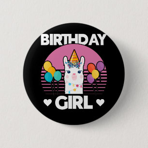 Badge Rond 5 Cm Cute Alpaca Girl Llama Birthday Party