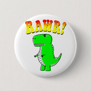 Badge Rond 5 Cm Cute and Angry T-Rex RAWR Groovy Text