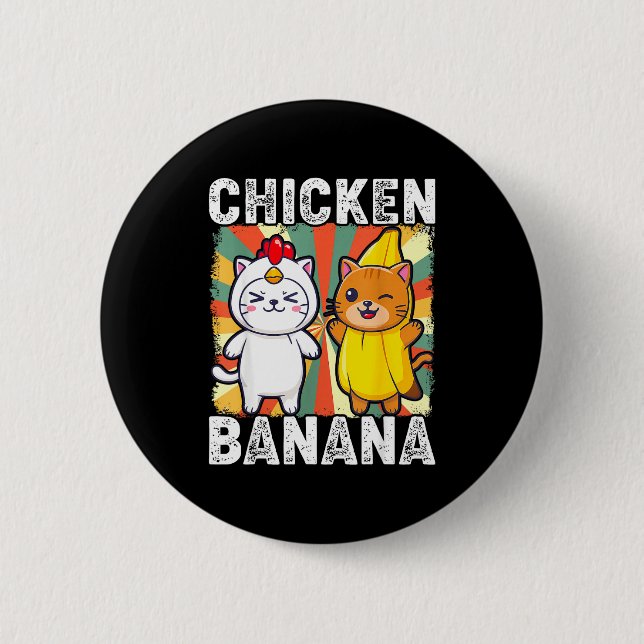 Badge Rond 5 Cm Cute Animals In Chicken And Banana Costumes Kawaii (Devant)