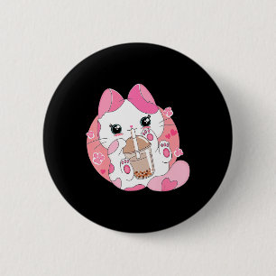 Badge Rond 5 Cm Cute Anime Kawaii Chat Boba Bubble Tea Girls Costu