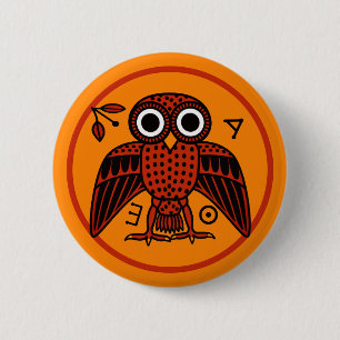 Badge Rond 5 Cm Cute Athenian Owl from Ancient Greece