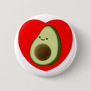 Badge Rond 5 Cm Cute Avocado Dans Le Coeur Rouge