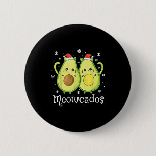 Badge Rond 5 Cm Cute Avocado Kitten Pun drôle de Noël Alimentation