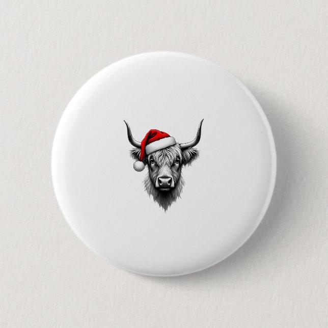Badge Rond 5 Cm Cute Baby Highland Cow Christmas Santa Gifts Xmas  (Devant)