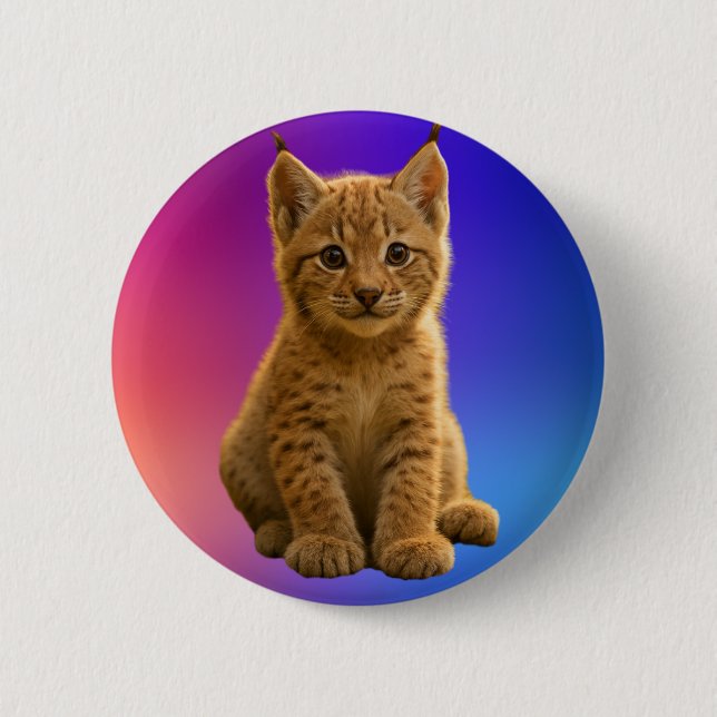 Badge Rond 5 Cm Cute Baby Lynx (Devant)