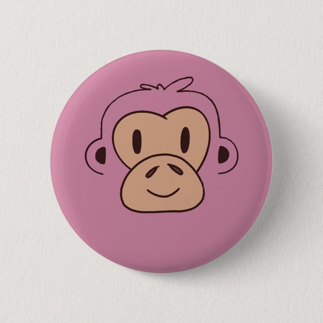 Badge Rond 5 Cm Cute Baby Monkey Face (Devant)