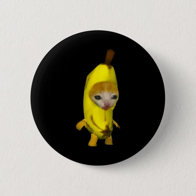 Badge Rond 5 Cm Cute Banana Chat Happy Bananacat Mème Kitty Chat L (Devant)